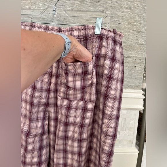 NWT new XL Anthropologie flannel parachute pajama bottoms pants plaid mauve - Picture 10 of 17
